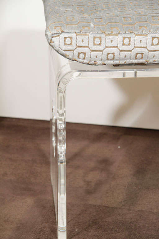 Mid Century Modern Lucite Bench with quatrefoil detailing